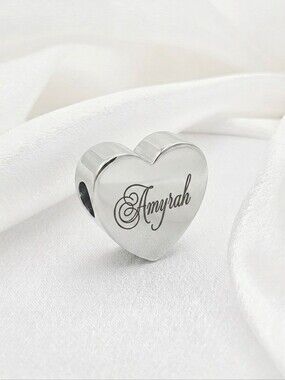Personalized Name Heart Bracelet Charm